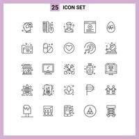 25 User Interface Line Pack of modern Signs and Symbols of gift website pencil internet sportsman Editable Vector Design Elements