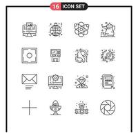 16 Universal Outlines Set for Web and Mobile Applications ramadan cup lamp abrahamic genetic Editable Vector Design Elements