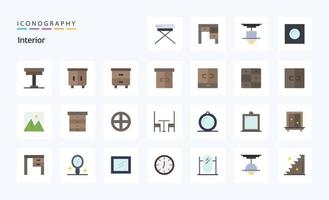 25 Interior Flat color icon pack vector