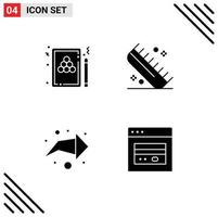 Set of 4 Modern UI Icons Symbols Signs for snooker salon billiards comb right Editable Vector Design Elements