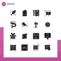 Pictogram Set of 16 Simple Solid Glyphs of fish health develop flag care Editable Vector Design Elements