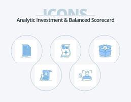 inversión analítica y cuadro de mando integral azul icono paquete 5 diseño de iconos. relación. Estimacion. escanear. declaración. expediente vector