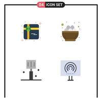 paquete de iconos de vector de stock de 4 signos y símbolos de línea para regalo comida rápida tazón huevo cocina elementos de diseño de vector editables