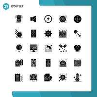 Set of 25 Vector Solid Glyphs on Grid for product ecommerce twitter badge user interface Editable Vector Design Elements