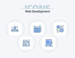 desarrollo web icono azul paquete 5 diseño de iconos. . engranaje. negocio. web. web vector
