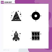 Universal Icon Symbols Group of 4 Modern Solid Glyphs of attention rocket road location cabinet Editable Vector Design Elements