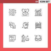 Outline Pack of 9 Universal Symbols of learning human waste head scince Editable Vector Design Elements