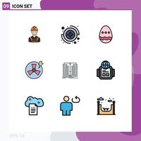 Universal Icon Symbols Group of 9 Modern Filledline Flat Colors of file factory decoration energy fan Editable Vector Design Elements