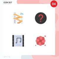 Pack of 4 creative Flat Icons of slider music question solution music scene Editable Vector Design Elements