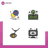 Pictogram Set of 4 Simple Filledline Flat Colors of chat eye surgery romance investment laser surgery Editable Vector Design Elements