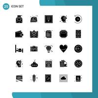 Pack of 25 Modern Solid Glyphs Signs and Symbols for Web Print Media such as solution human payable stamp post Editable Vector Design Elements