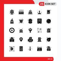 Pack of 25 Modern Solid Glyphs Signs and Symbols for Web Print Media such as city booklet wedding book professional Editable Vector Design Elements