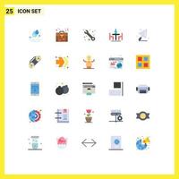 Universal Icon Symbols Group of 25 Modern Flat Colors of radio construction tools support construction diplomacy Editable Vector Design Elements