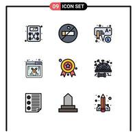 paquete de iconos de vector de stock de 9 signos y símbolos de línea para elementos de diseño de vector editables de cinta de premio modesto trabajo de insignia de premio preescolar