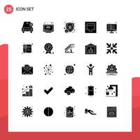 25 Universal Solid Glyphs Set for Web and Mobile Applications computer port website ethernet security Editable Vector Design Elements