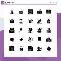 25 Universal Solid Glyphs Set for Web and Mobile Applications movie plan coding concept business Editable Vector Design Elements