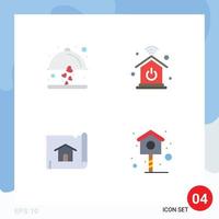 4 Universal Flat Icon Signs Symbols of dish map wedding internet of things bird Editable Vector Design Elements