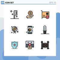 Stock Vector Icon Pack of 9 Line Signs and Symbols for advertising investment computers funds finance Editable Vector Design Elements