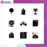 User Interface Pack of 9 Basic Solid Glyphs of sport technology online computer camera Editable Vector Design Elements