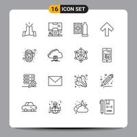 Pictogram Set of 16 Simple Outlines of beer forward room up medicine Editable Vector Design Elements