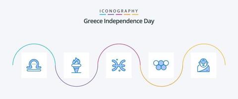 Greece Independence Day Blue 5 Icon Pack Including god. greek. olympic. greece. greece vector