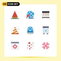 Set of 9 Modern UI Icons Symbols Signs for earth road perpecul buoy attention Editable Vector Design Elements