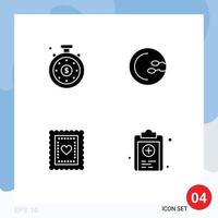 4 iconos creativos signos y símbolos modernos del reloj proceso de alimentos medicina portapapeles elementos de diseño vectorial editables vector