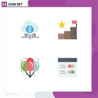 4 Thematic Vector Flat Icons and Editable Symbols of internet birthday technology graph night Editable Vector Design Elements