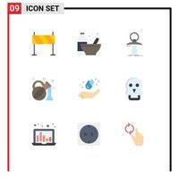 Set of 9 Modern UI Icons Symbols Signs for spa olive nutrition noob newbie Editable Vector Design Elements