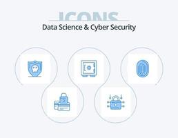 ciencia de datos y seguridad cibernética paquete de iconos azules 5 diseño de iconos. seguro. armario. seguridad. cerrar. seguro vector