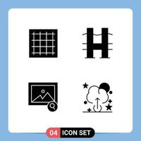 4 User Interface Solid Glyph Pack of modern Signs and Symbols of grid image area journey search Editable Vector Design Elements