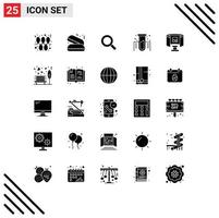 Universal Icon Symbols Group of 25 Modern Solid Glyphs of science future search gas experiment Editable Vector Design Elements