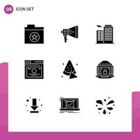 Modern Set of 9 Solid Glyphs Pictograph of web page speaker links house Editable Vector Design Elements