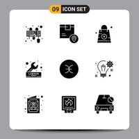 paquete de iconos de vector de stock de 9 signos y símbolos de línea para elementos de diseño de vector editables de bolsa de construcción de producto de ingeniero de llave inglesa