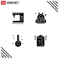 4 Universal Solid Glyphs Set for Web and Mobile Applications coffee form machine sport medicine Editable Vector Design Elements