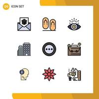 9 Filledline Flat Color concept for Websites Mobile and Apps layout city travel home hotel Editable Vector Design Elements
