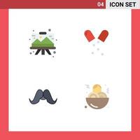 4 Thematic Vector Flat Icons and Editable Symbols of designing moustache graphic health movember Editable Vector Design Elements