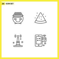 Set of 4 Modern UI Icons Symbols Signs for fortune iot patricks slice things Editable Vector Design Elements