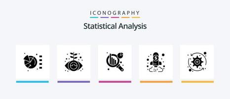 paquete de iconos de glifo 5 de análisis estadístico que incluye actualización. objetivo. análisis de gráficos. Finanzas. negocio. diseño de iconos creativos vector