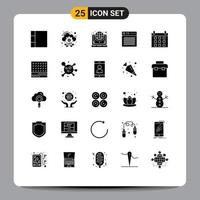 Group of 25 Modern Solid Glyphs Set for holidays portable settings multimedia audio Editable Vector Design Elements