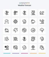paquete de iconos de contorno creative weather 25 como la nieve. clima. clima. dormir. luna vector