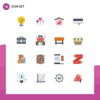 Set of 16 Commercial Flat Colors pack for picture camera robbit no money Editable Pack of Creative Vector Design Elements