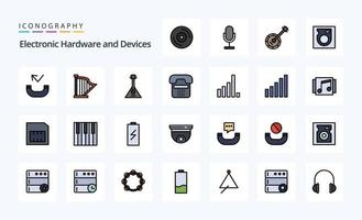 25 Devices Line Filled Style icon pack vector