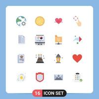 Modern Set of 16 Flat Colors Pictograph of file bill heart move up Editable Pack of Creative Vector Design Elements