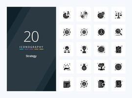 20 Strategy Solid Glyph icon for presentation vector