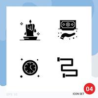 Universal Icon Symbols Group of 4 Modern Solid Glyphs of burning light service illumination funding clock Editable Vector Design Elements