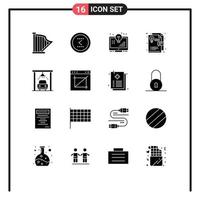 Pack of 16 Modern Solid Glyphs Signs and Symbols for Web Print Media such as graphic design idea left monitor light Editable Vector Design Elements