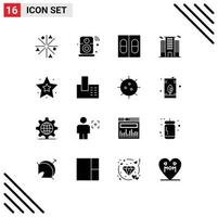 16 Universal Solid Glyphs Set for Web and Mobile Applications interface work wifi place building Editable Vector Design Elements