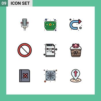 Set of 9 Modern UI Icons Symbols Signs for mail encrypted sign code basic Editable Vector Design Elements