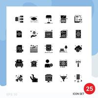 Set of 25 Modern UI Icons Symbols Signs for content management concept vision technology computer Editable Vector Design Elements